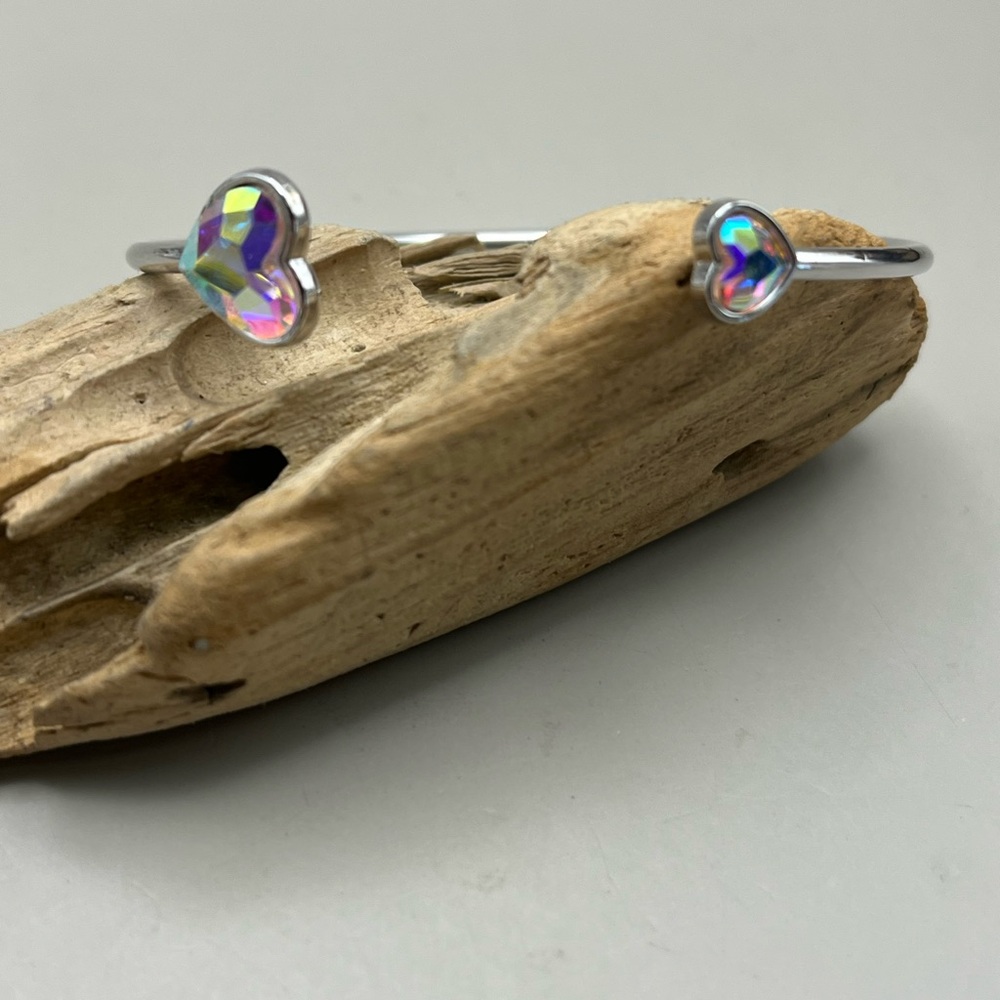 Silver Heart Bangle Bracelet - Picture 2 of 3